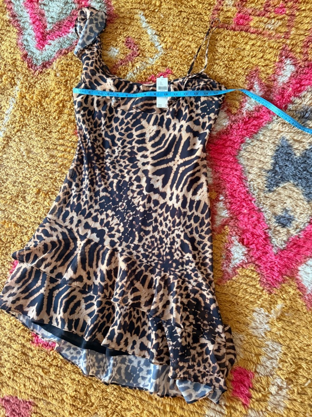 By Anthropologie asymmetric ruffle animal print mini dress - Picture 8 of 8